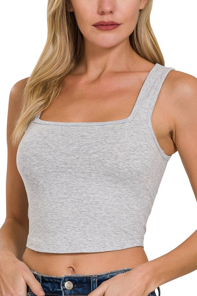Cotton Square Neck Cropped Cami Top