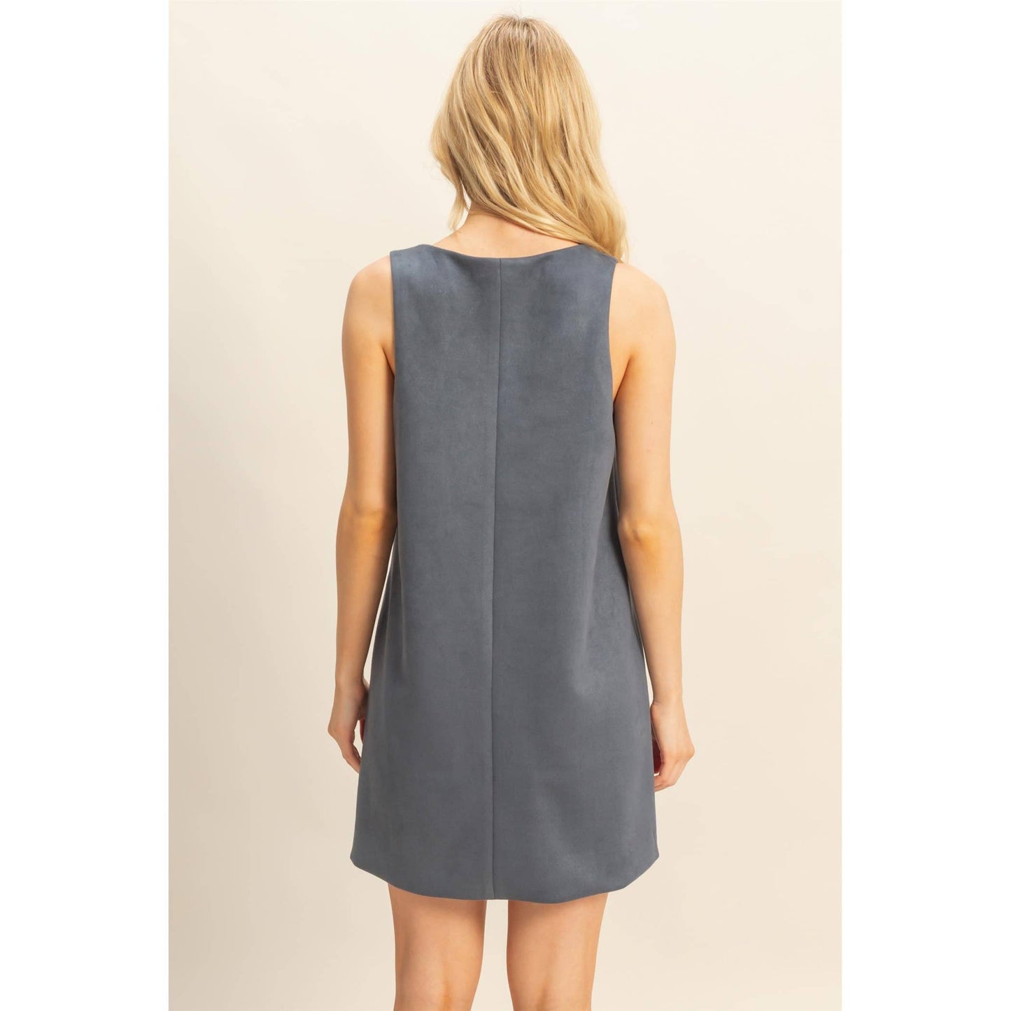 Suede Shift Dress With Minimalist Design