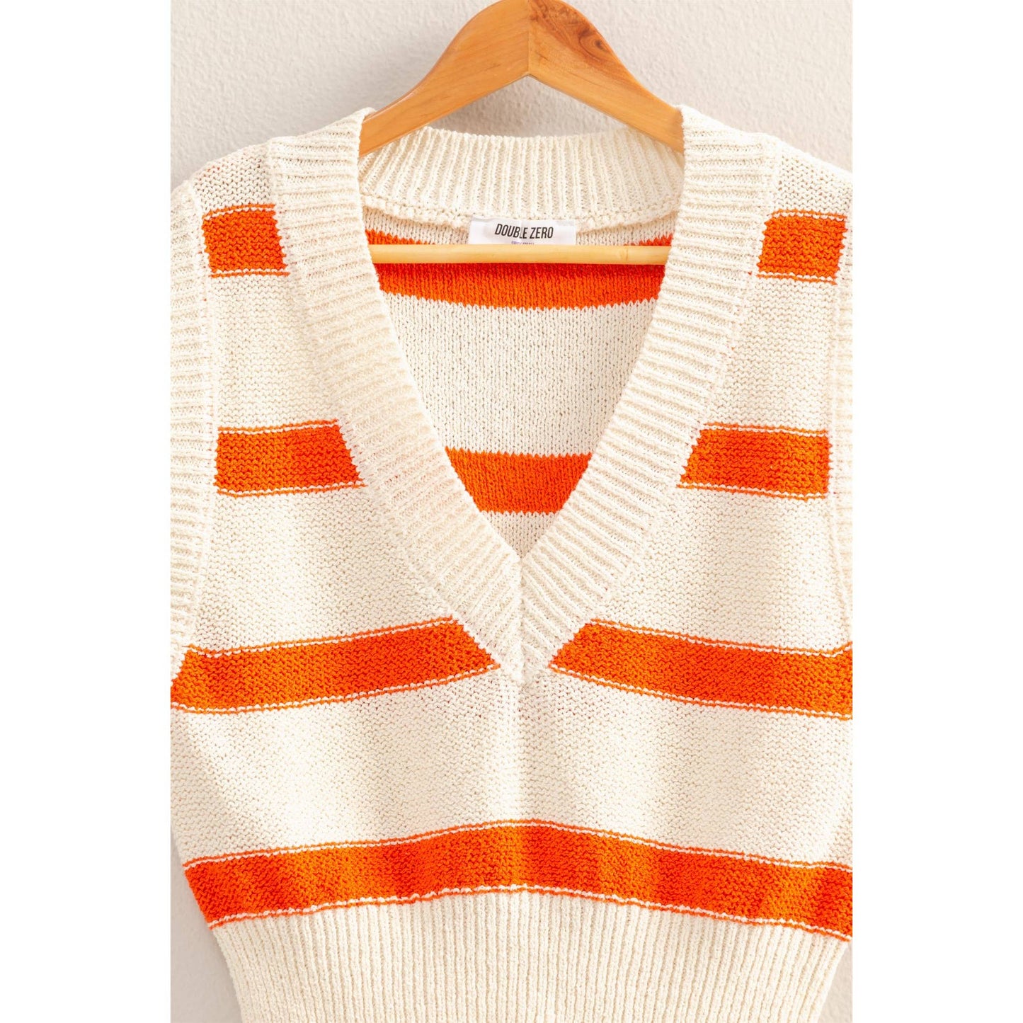 Tomato & Cream Striped Sweater Vest