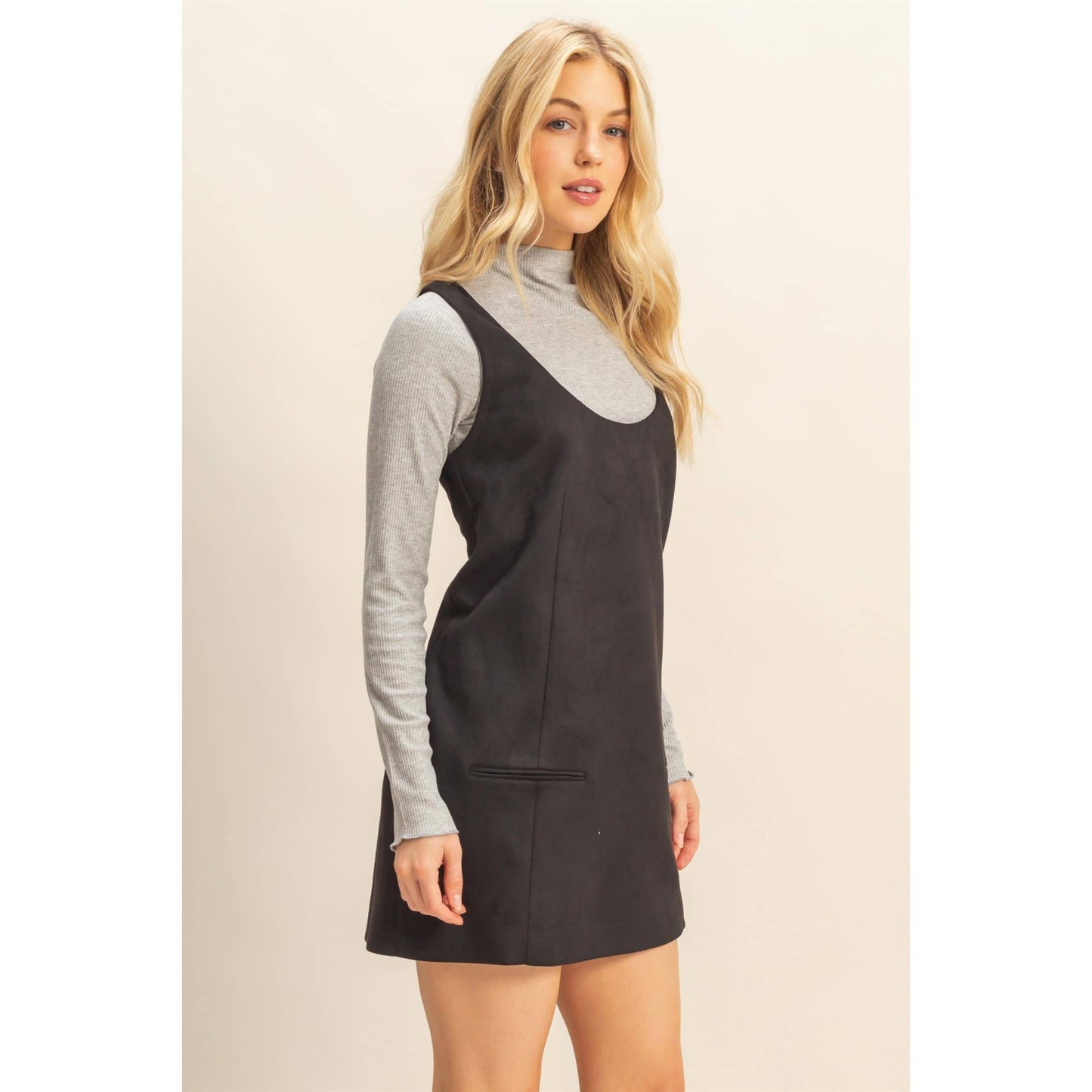 Suede Shift Dress With Minimalist Design