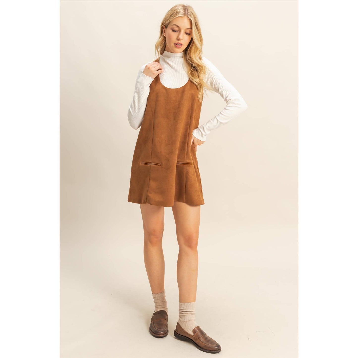 Suede Shift Dress With Minimalist Design