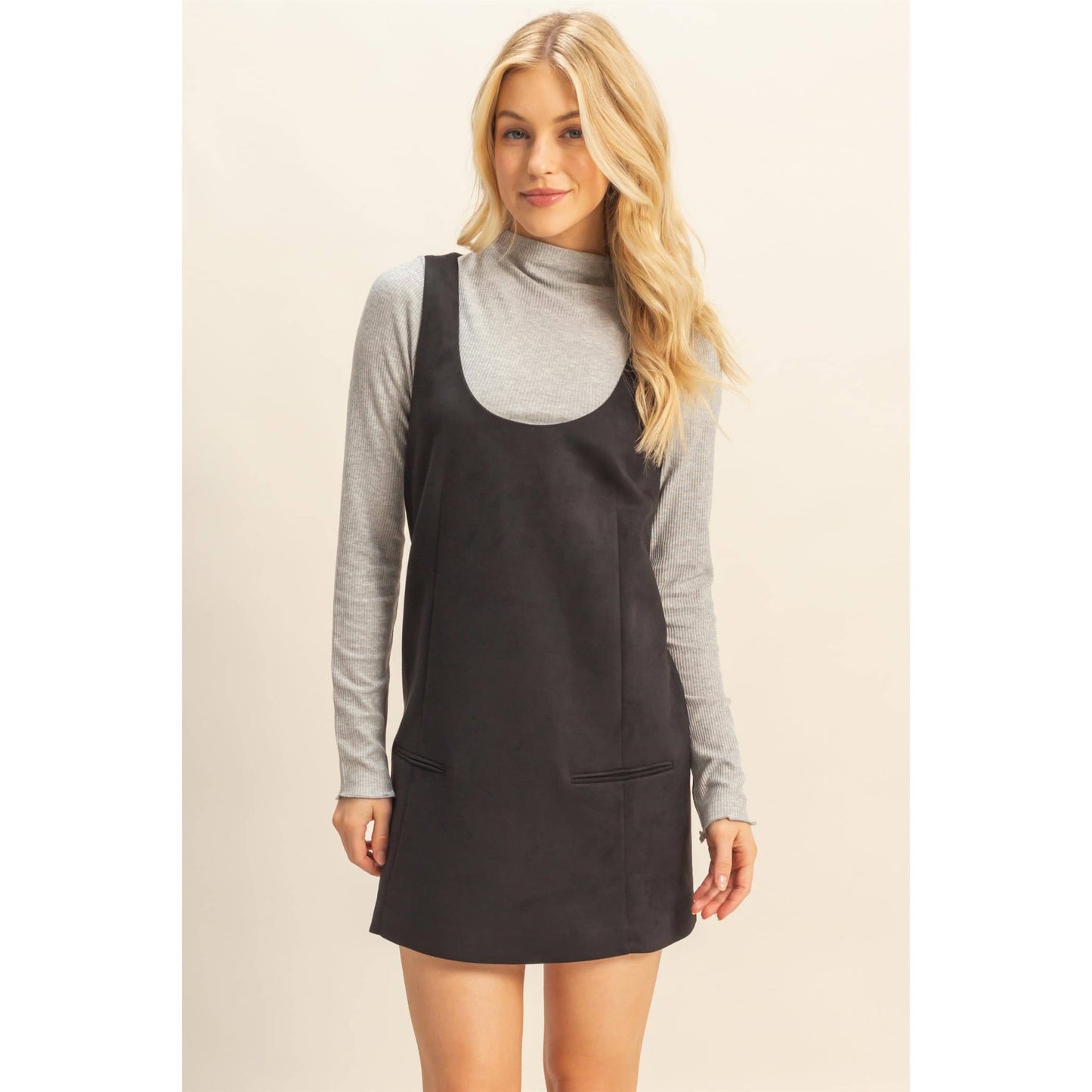 Suede Shift Dress With Minimalist Design