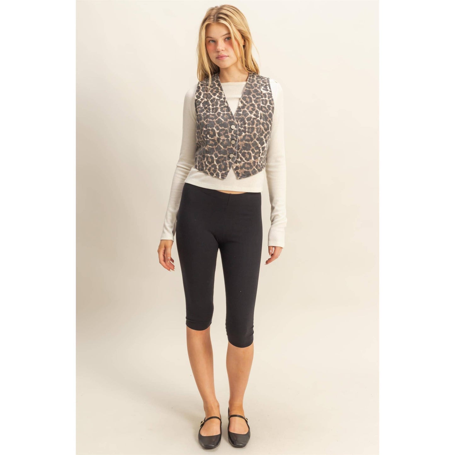 Chic Leopard Print Denim Vest