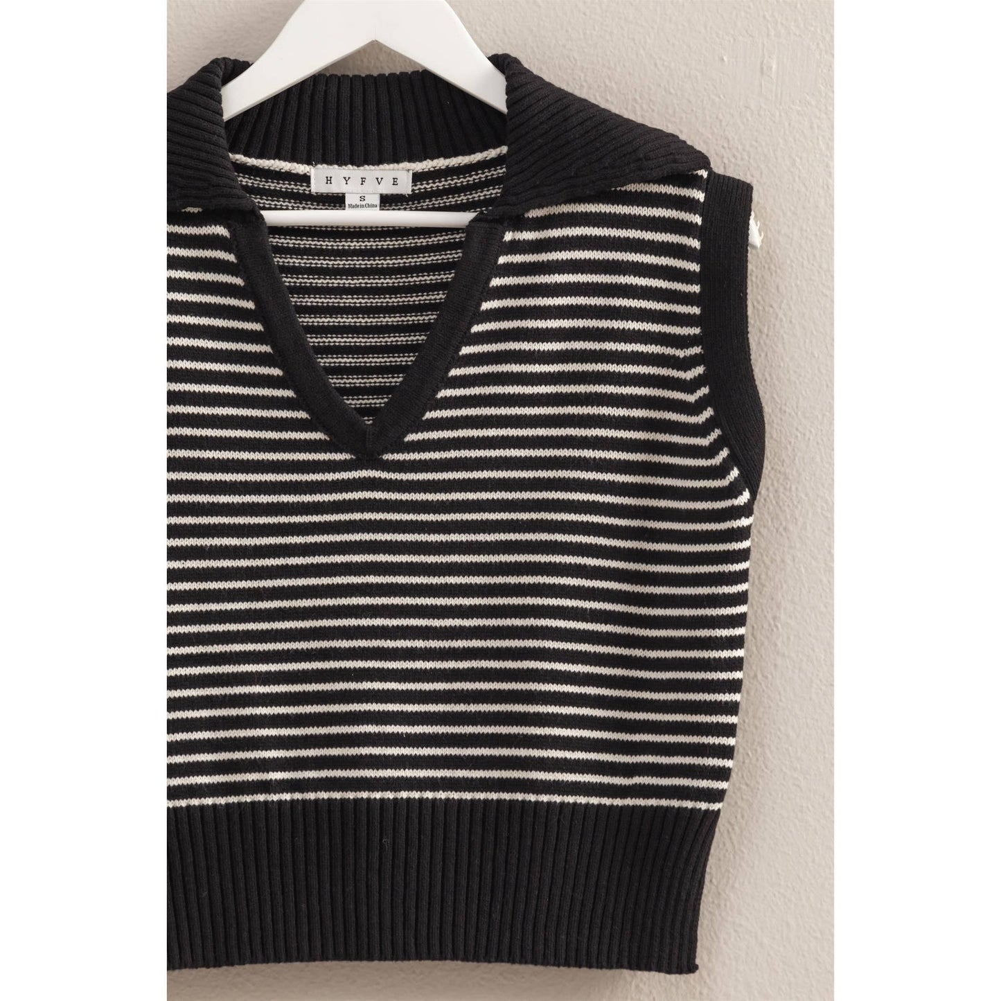 Black & White Striped Sleeveless Sweater