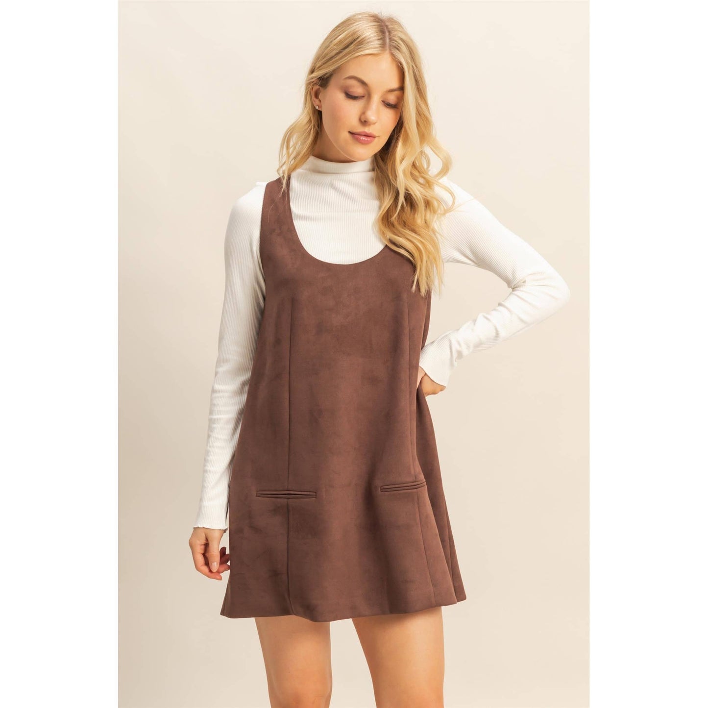 Suede Shift Dress With Minimalist Design