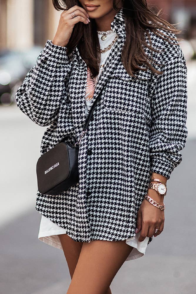 Tweed Houndstooth Shacket