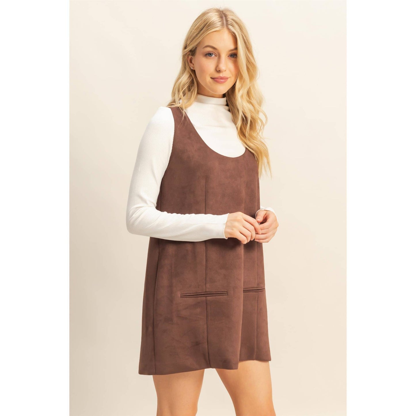 Suede Shift Dress With Minimalist Design