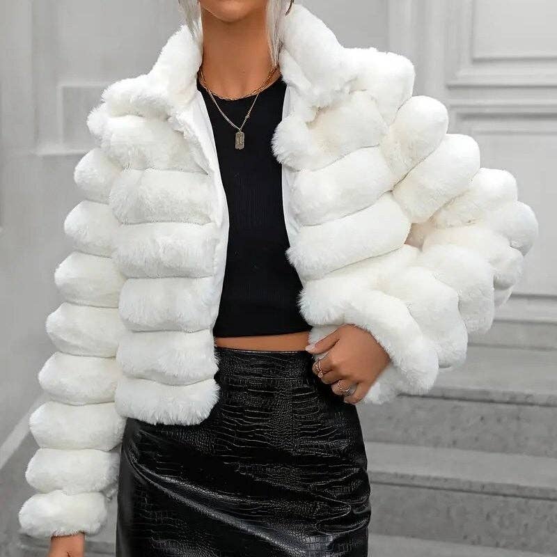 Short Faux Fur Coat In Solid Color