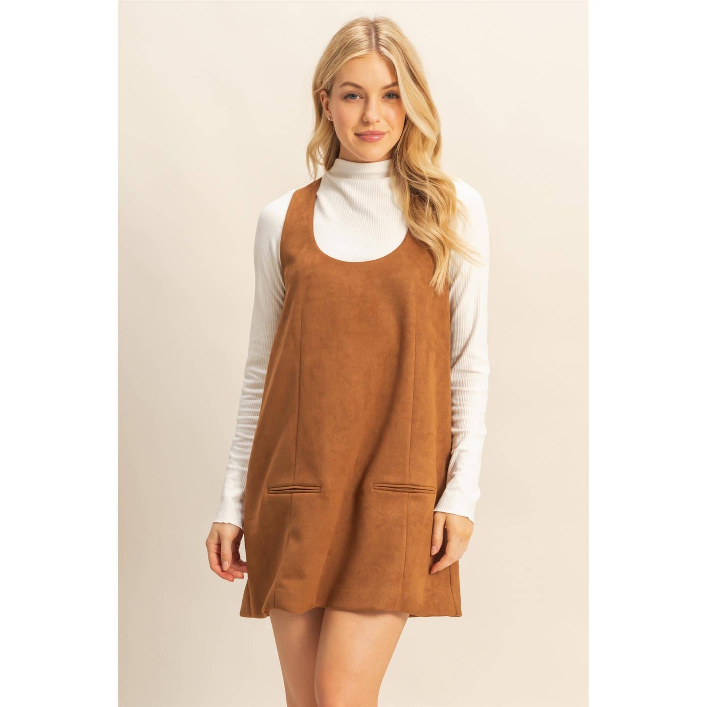 Suede Shift Dress With Minimalist Design