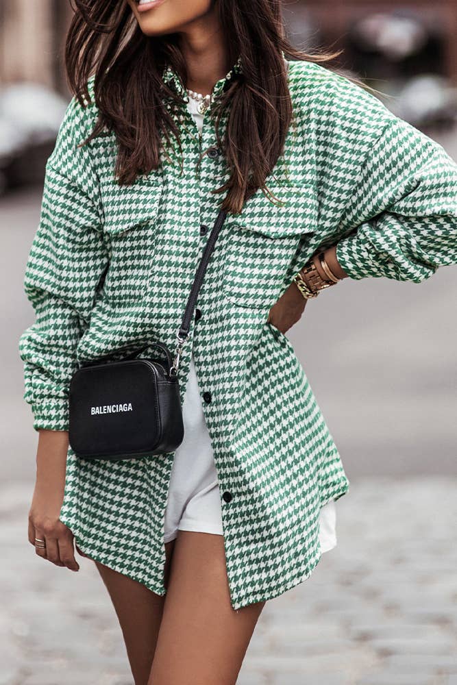 Tweed Houndstooth Shacket
