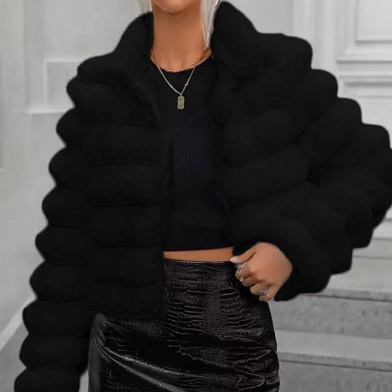 Short Faux Fur Coat In Solid Color