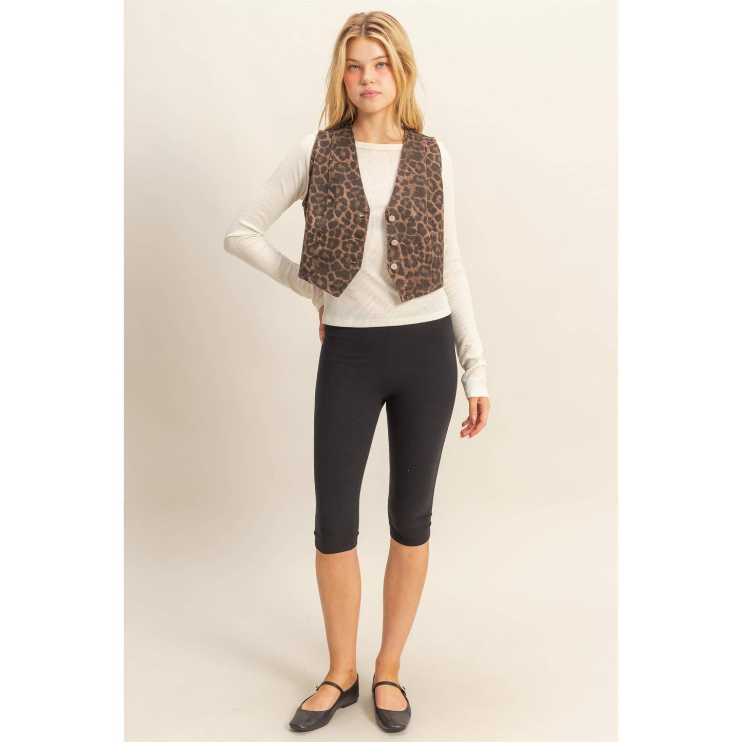 Chic Leopard Print Denim Vest