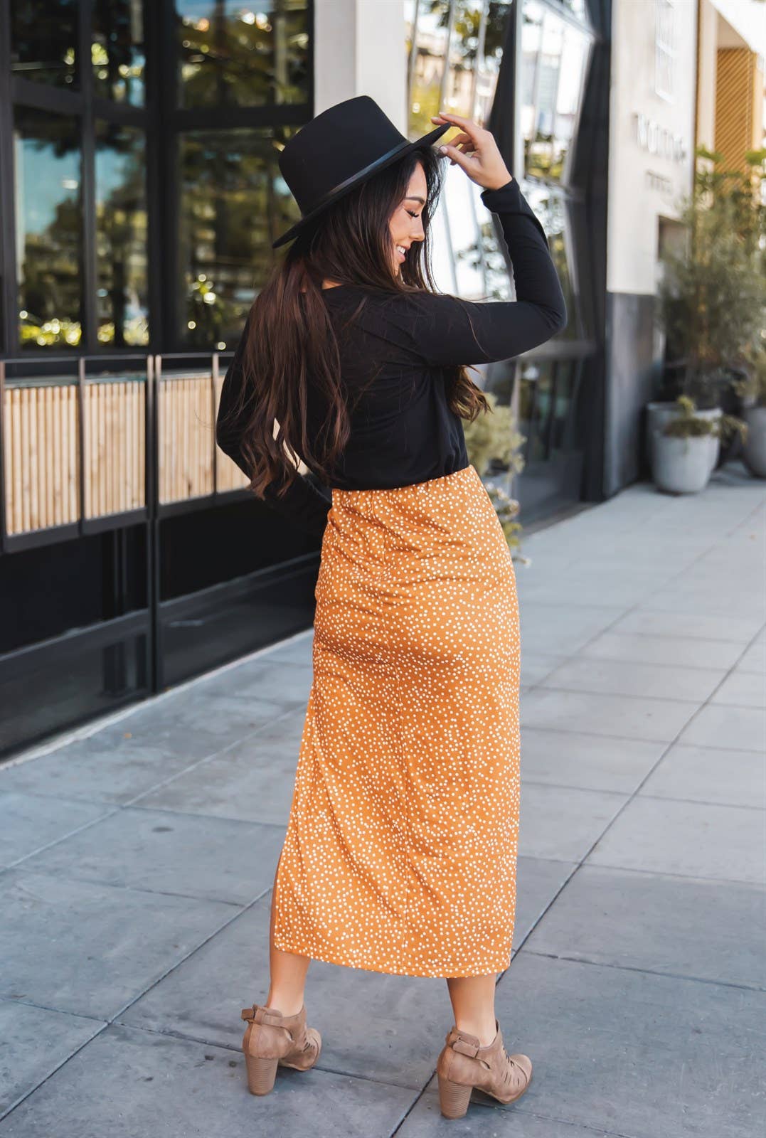 Polly Side Slit Midi Skirt Leopard