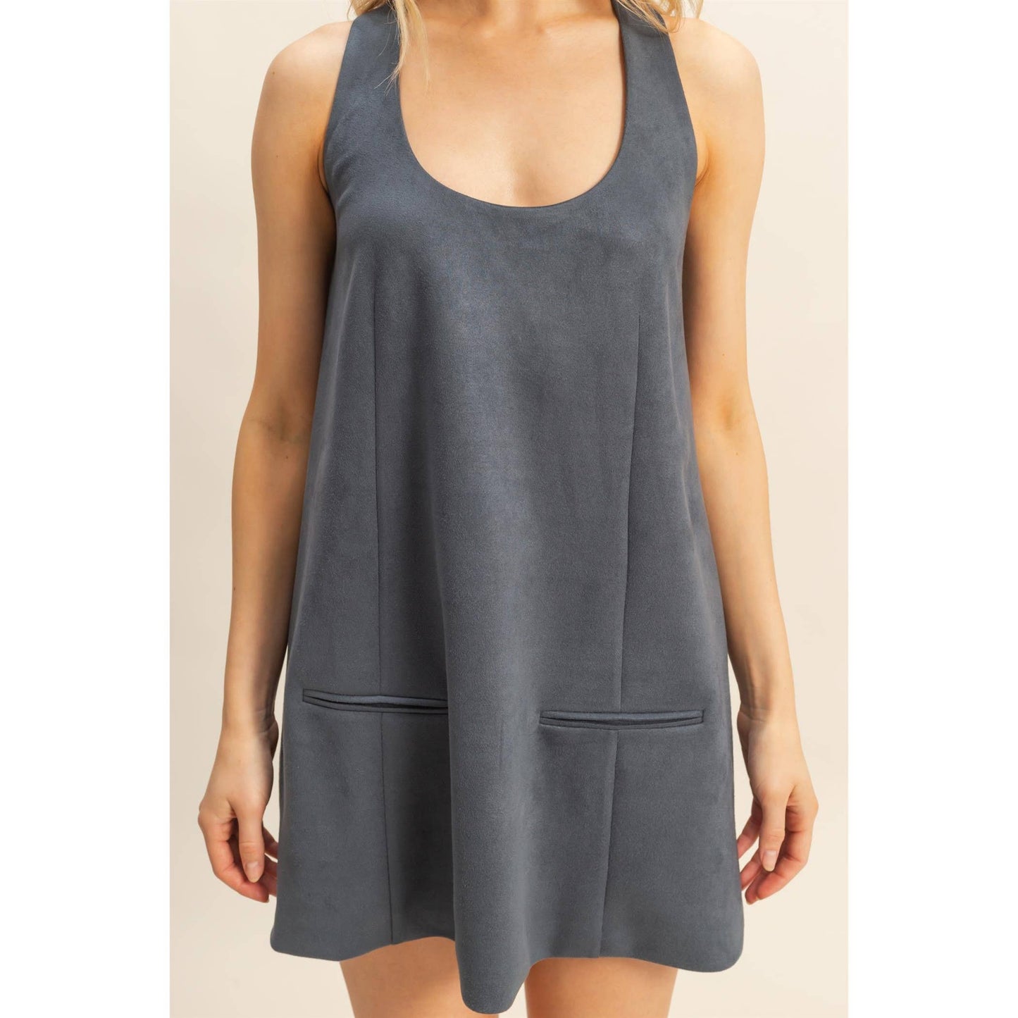Suede Shift Dress With Minimalist Design