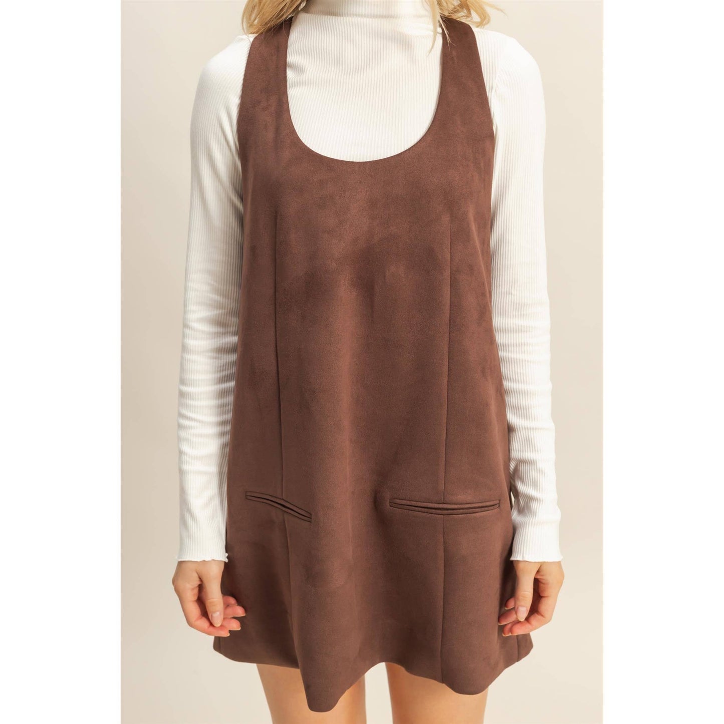 Suede Shift Dress With Minimalist Design