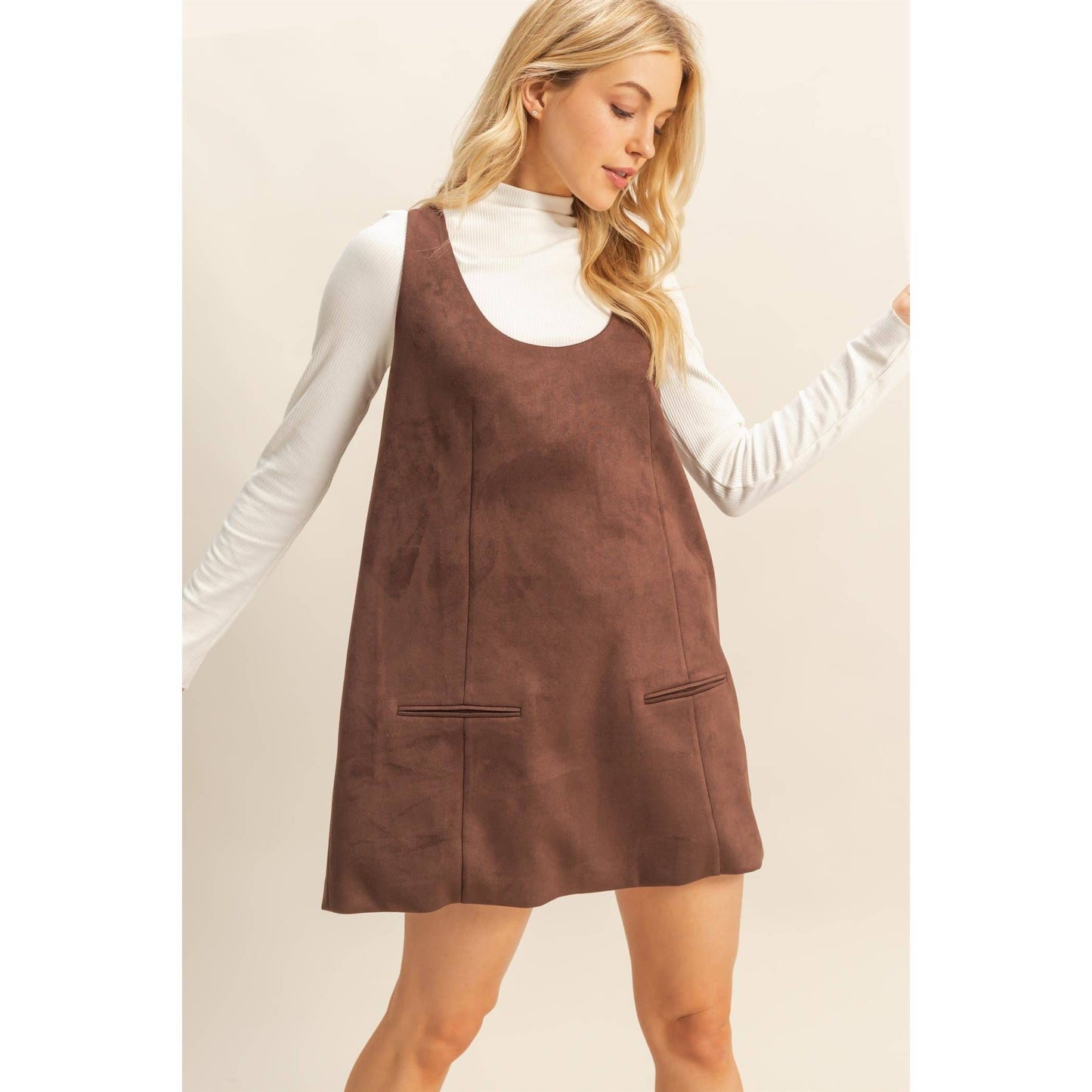 Suede Shift Dress With Minimalist Design