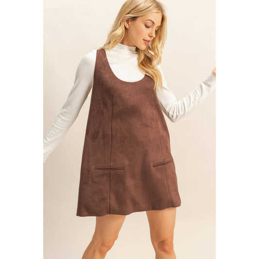 Suede Shift Dress With Minimalist Design