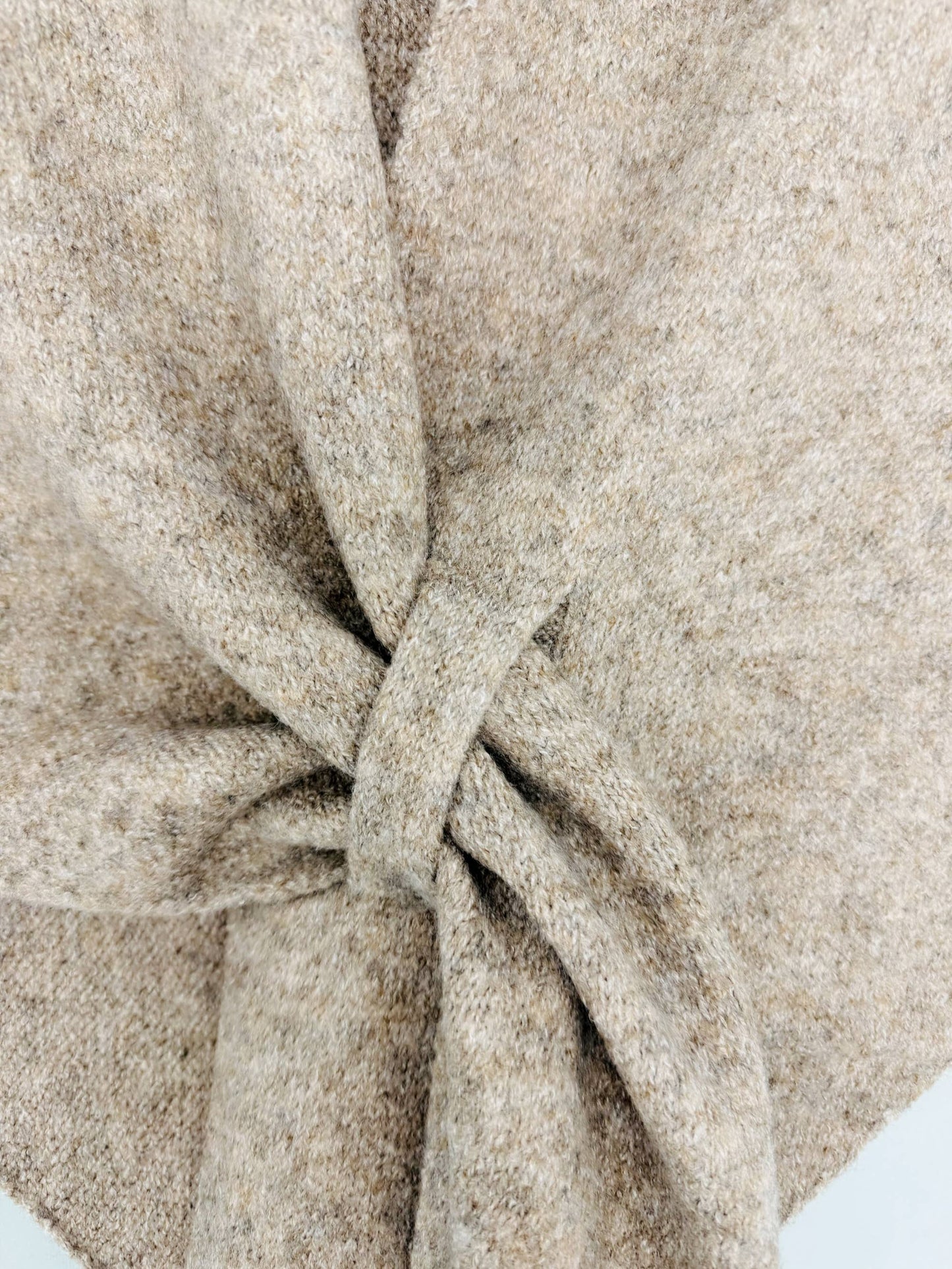 Cashmere-Blend Knit Triangle Shawl with Cross-Front Design