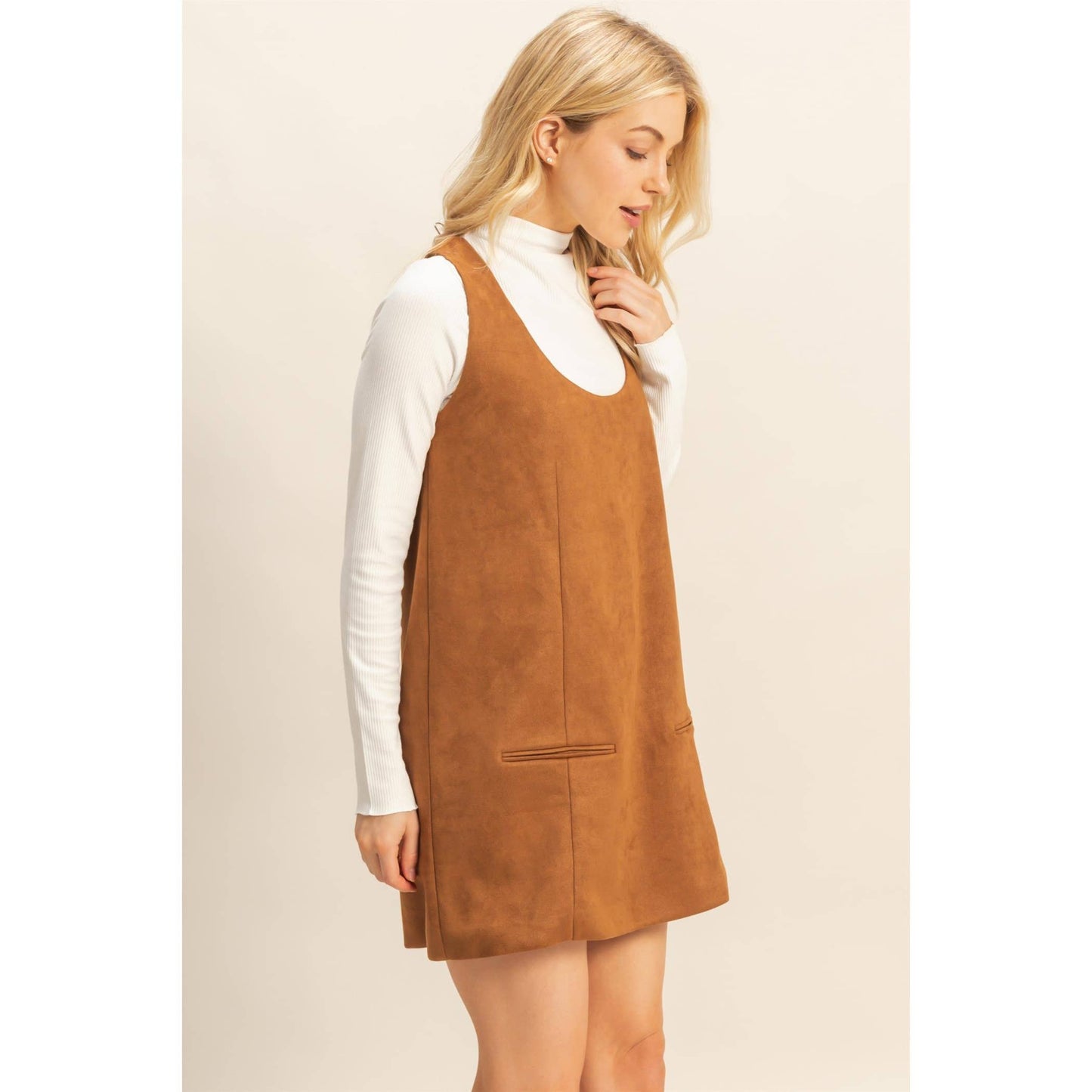 Suede Shift Dress With Minimalist Design
