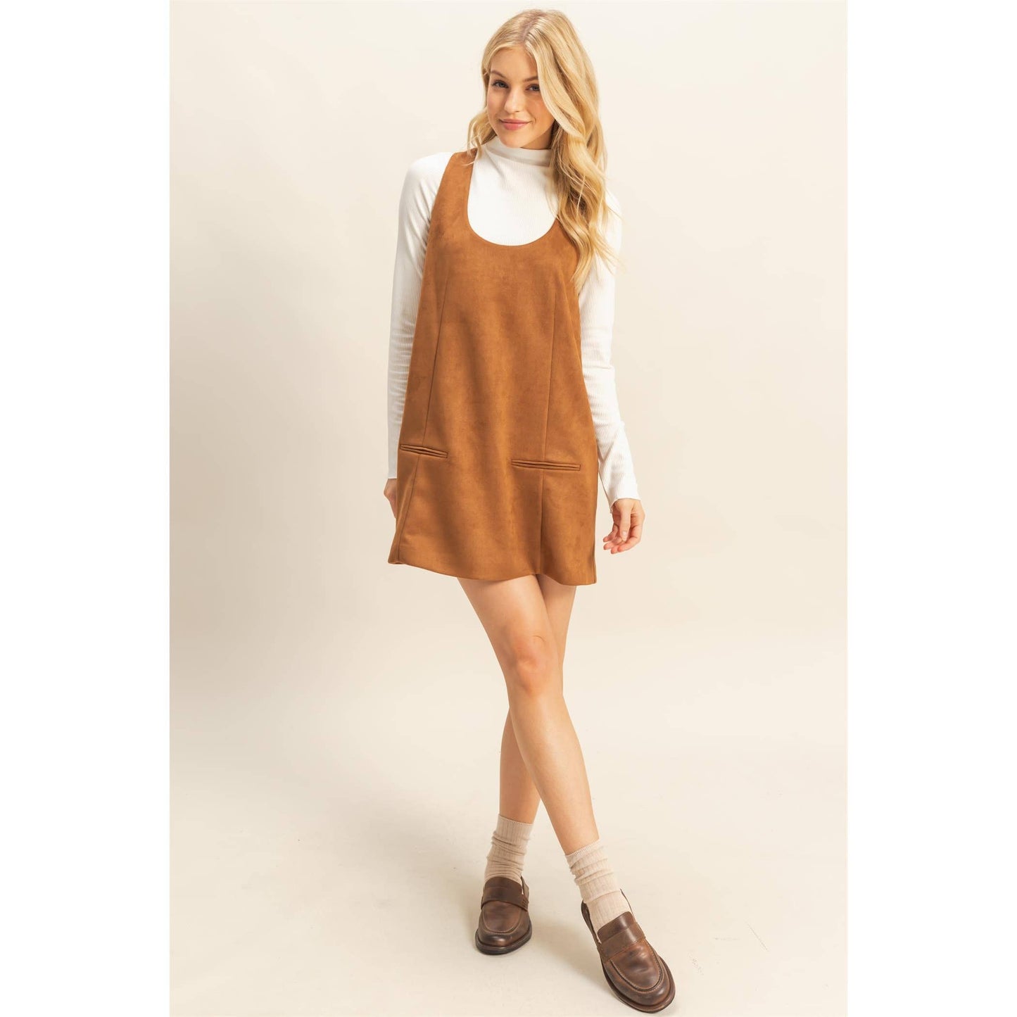 Suede Shift Dress With Minimalist Design