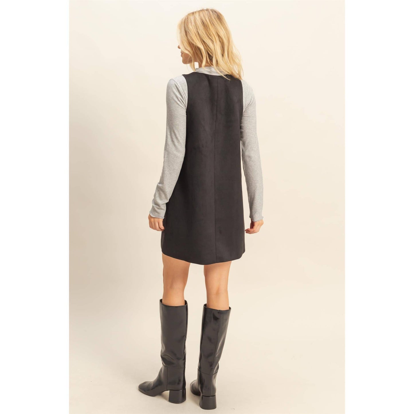 Suede Shift Dress With Minimalist Design