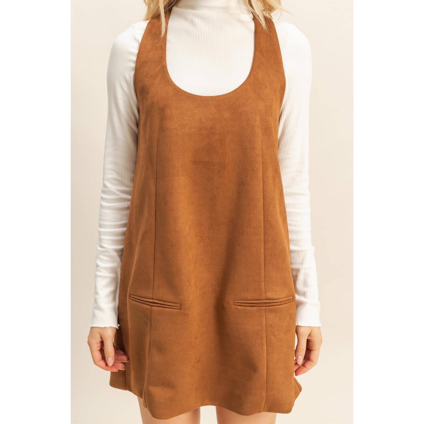 Suede Shift Dress With Minimalist Design