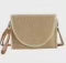 Frayed Trim Two Tone Straw Clutch & Crossbody
