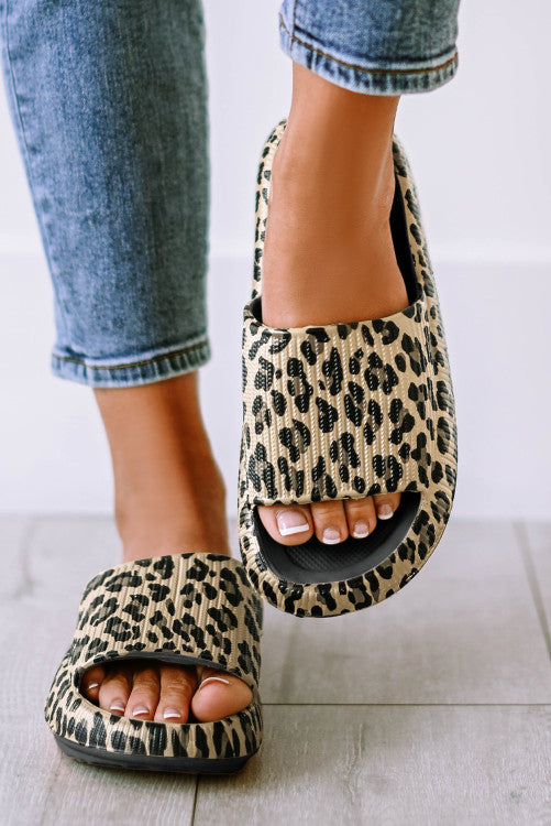 Leopard Thick Sole Slip On Slide