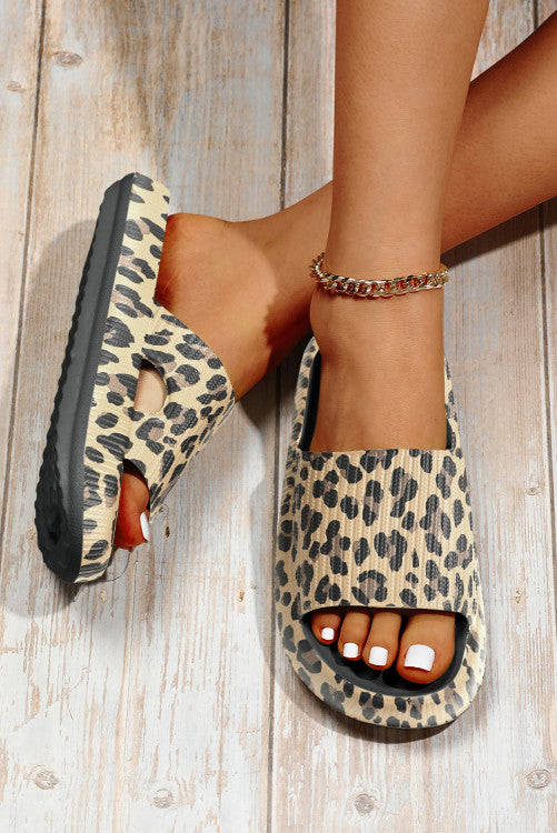 Leopard Thick Sole Slip On Slide