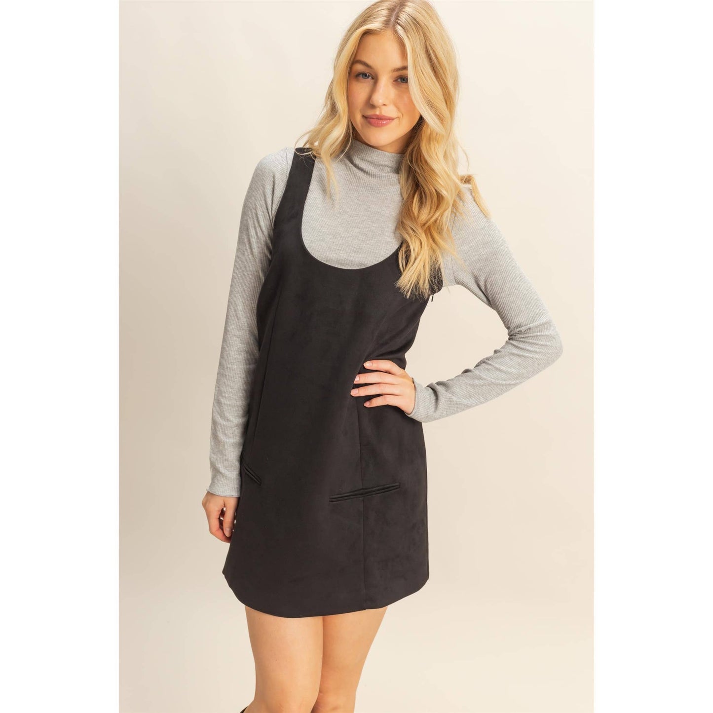 Suede Shift Dress With Minimalist Design