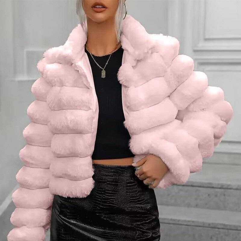 Short Faux Fur Coat In Solid Color