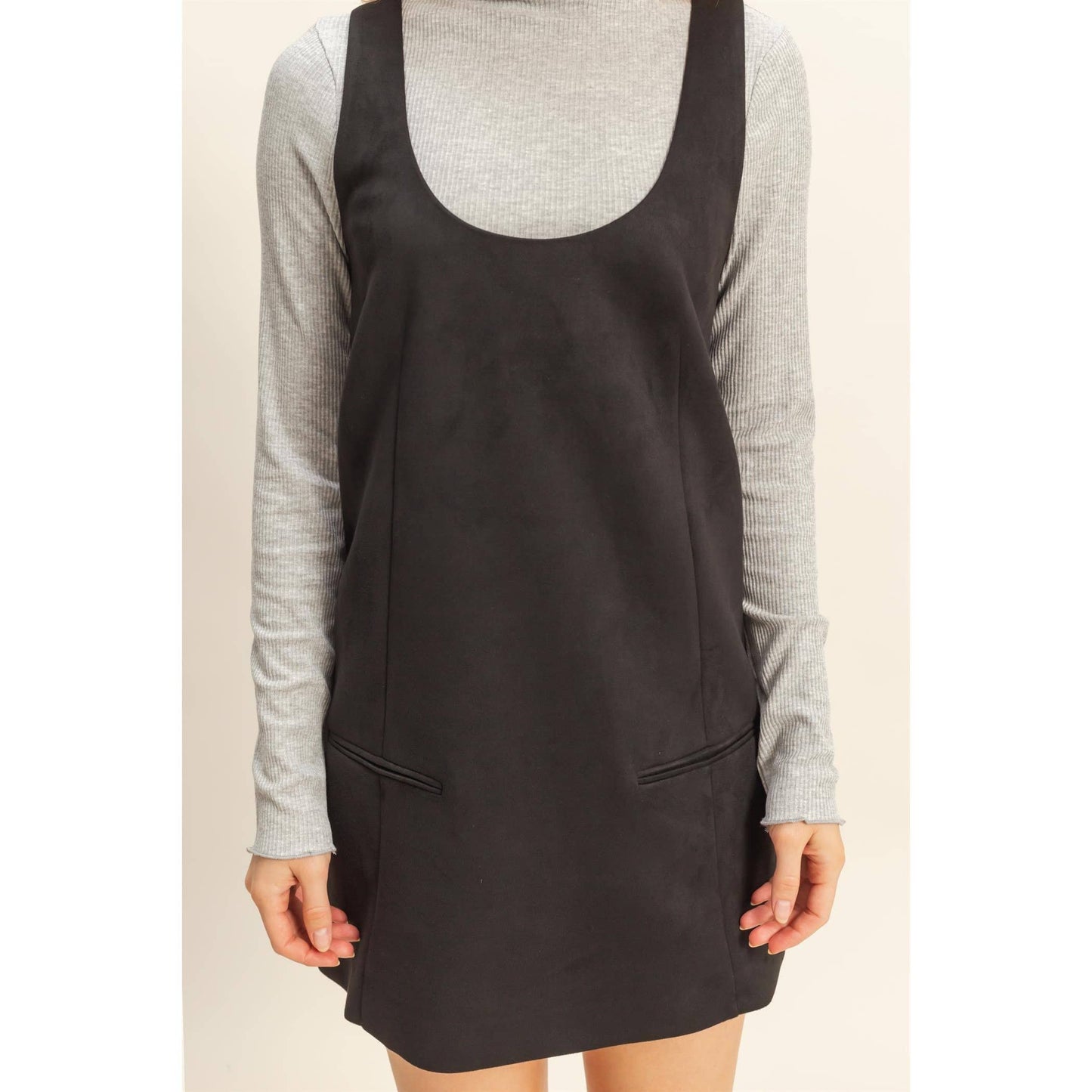 Suede Shift Dress With Minimalist Design