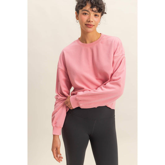 Cropped Crewneck Sweatshirt With Oversized Sleeves