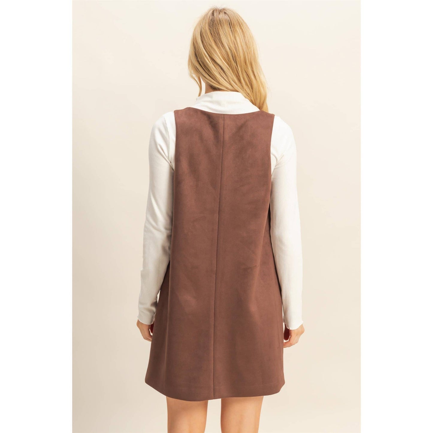 Suede Shift Dress With Minimalist Design