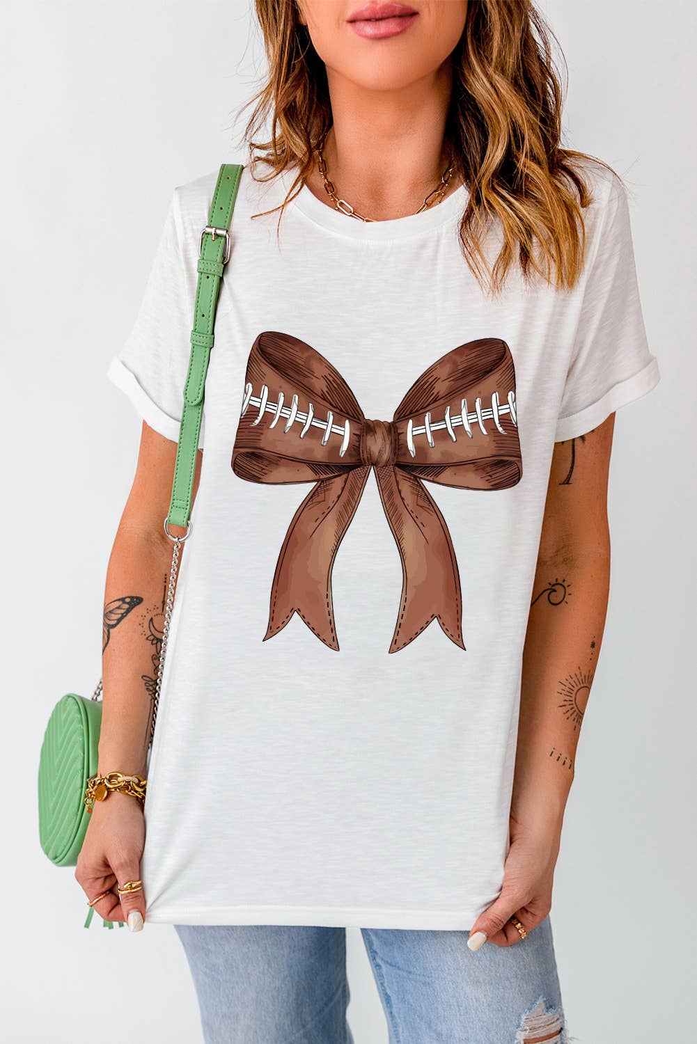 Football Bowknot T Shirt