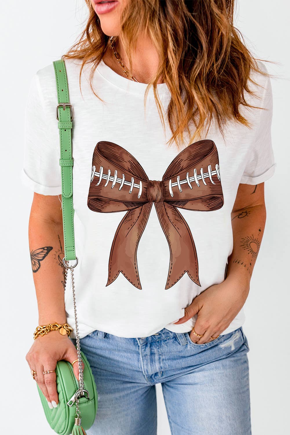 Football Bowknot T Shirt
